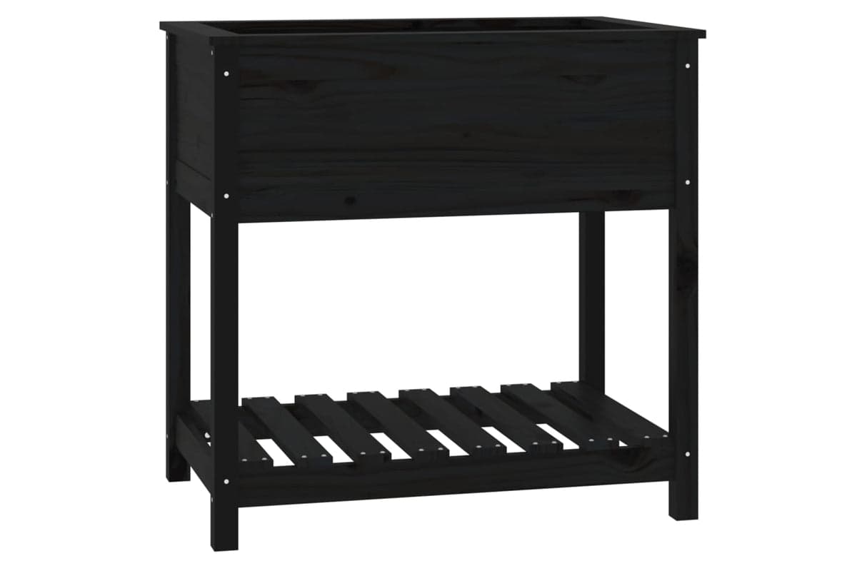 vidaXL 823784 Planter With Shelf Black 82.5x54x81cm Solid Wood Pine