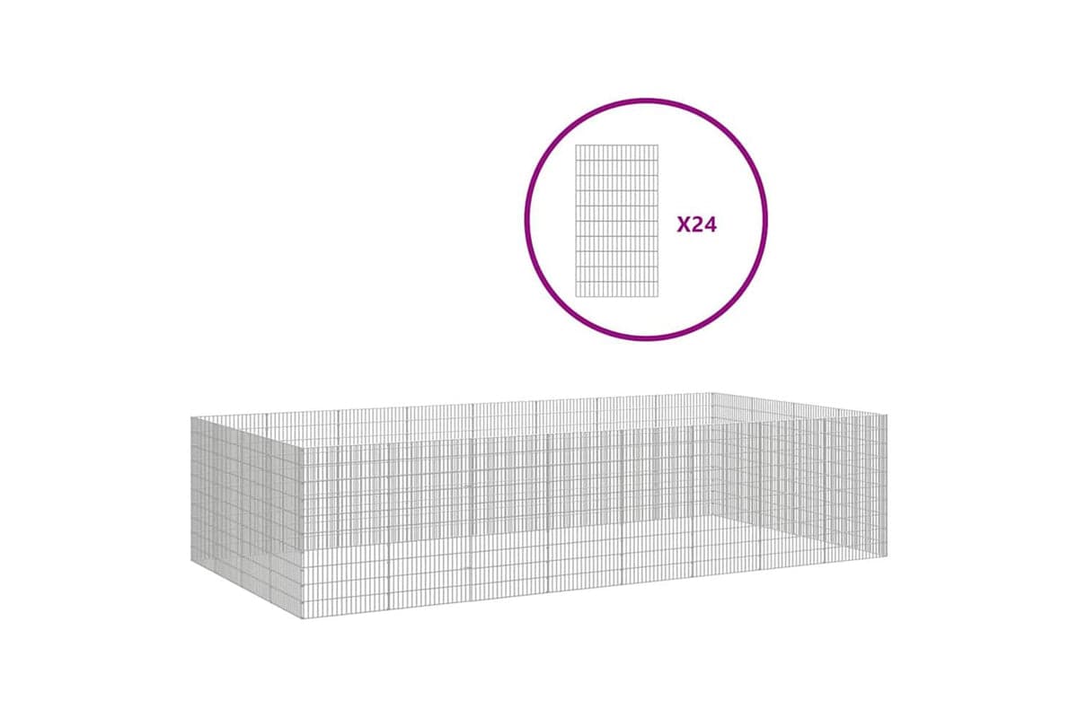 Vidaxl Free Range Animal Enclosure 24-panel 54x100 Cm Galvanised Iron