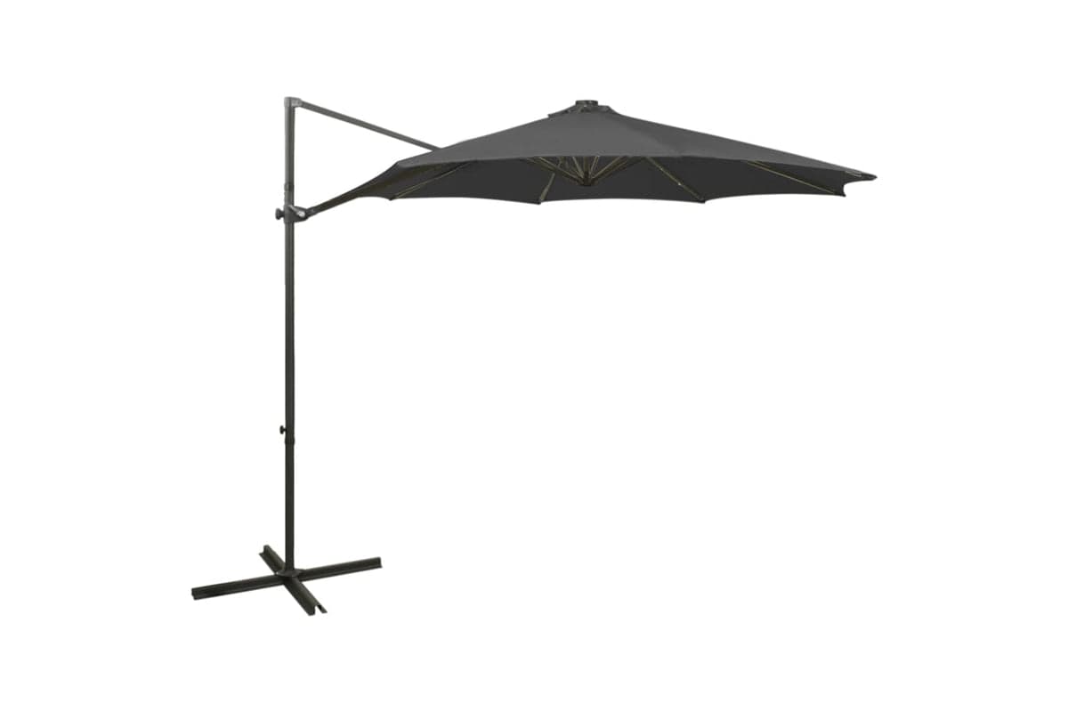 Vidaxl 312338 Cantilever Umbrella With Pole And Led Lights Anthracite 300 Cm