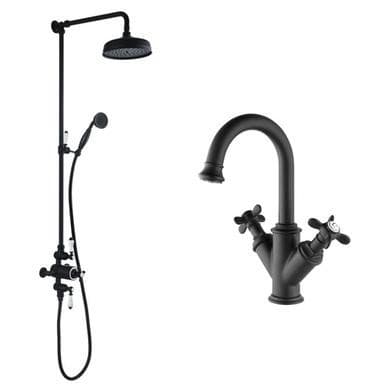 Black Shower and Basin Tap Set - Camden