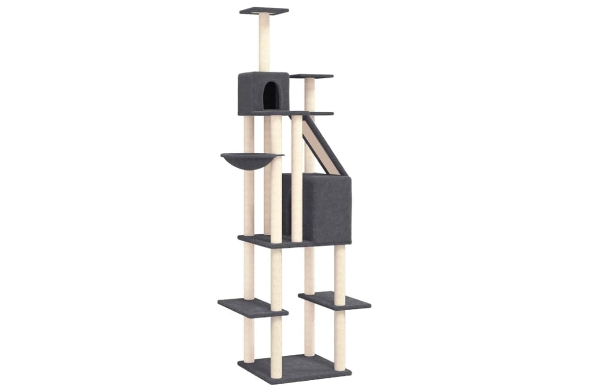 Cat Tree With Sisal Scratching Posts Dark Grey 201 Cm