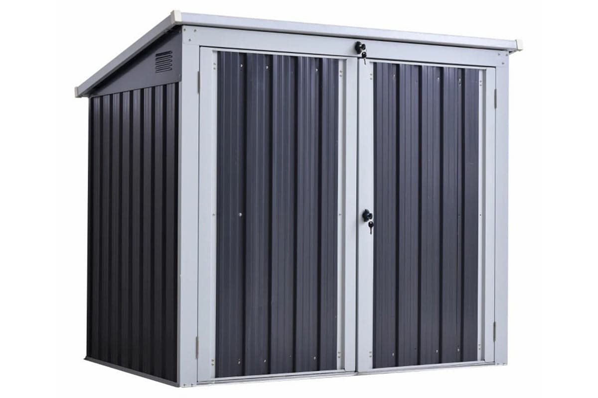 Outsunny Lift-Top Bin Shed with Lockable Double Door | Black