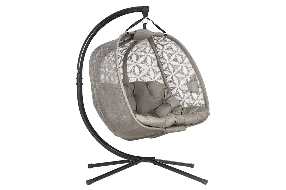 Outsunny Outdoor Double Hanging Chair | Sand Brown/Black