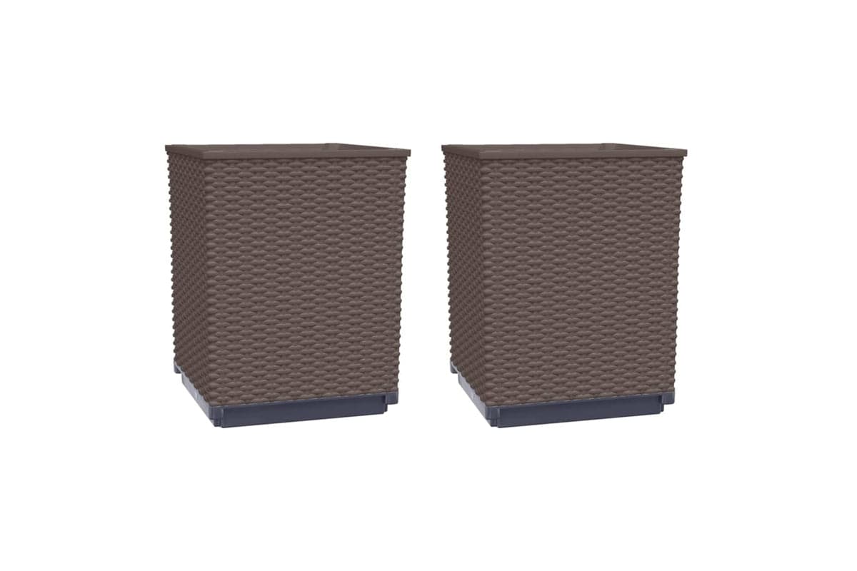 vidaXL 364184 Planters 2 Pcs Brown 30x30x37cm Polypropylene
