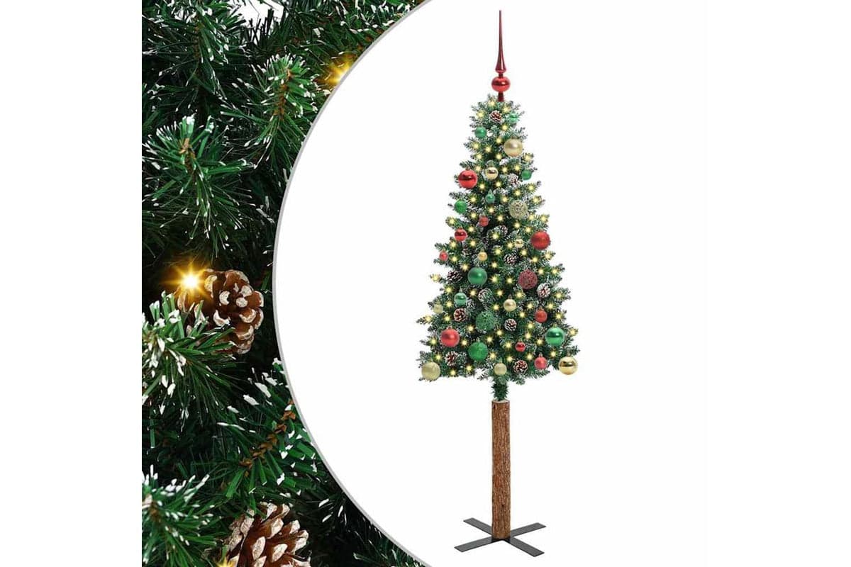 Vidaxl Slim Christmas Tree With 150 Leds Green And White 150 Cm