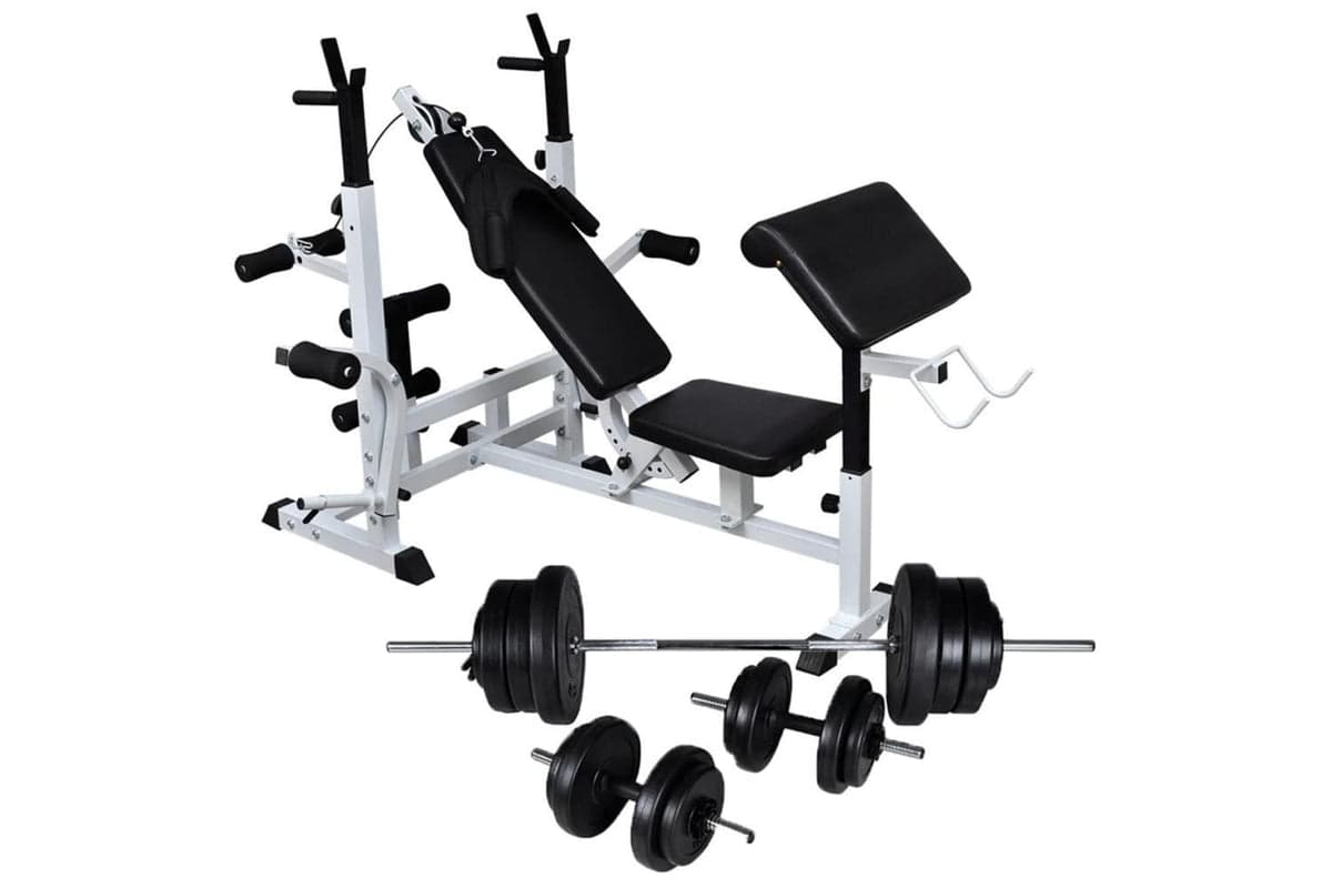Vidaxl Weight Bench With Weight Rack, Barbell And Dumbbell Set 60.5kg
