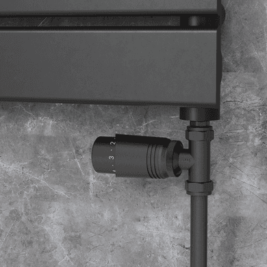 Elego Matte Black Modern TRV Straight Thermostatic Radiator Valves With Lockshield