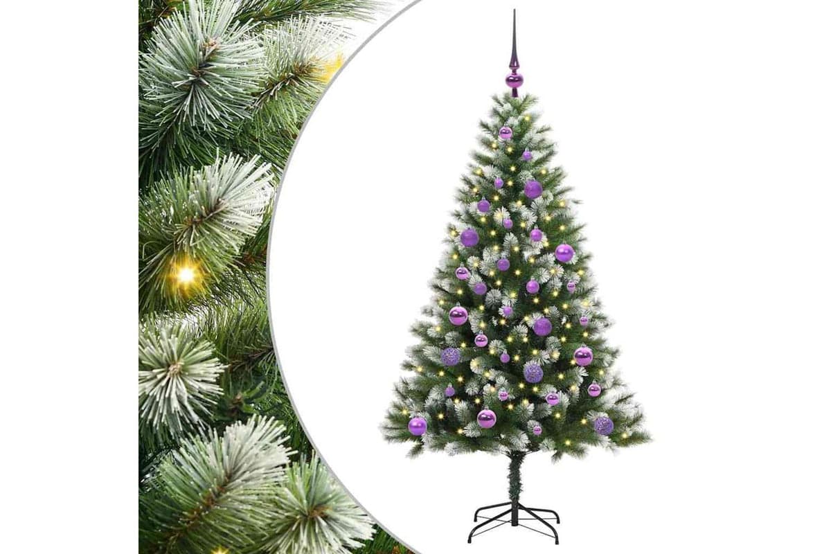 Vidaxl Artificial Hinged Christmas Tree With Flocked Snow 150 Cm