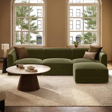 Laine Large Olive Green Velvet Curved Modular Corner Sofa