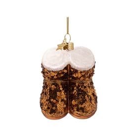 Suede Boots with Sequins Glass Tree Decoration 10cm