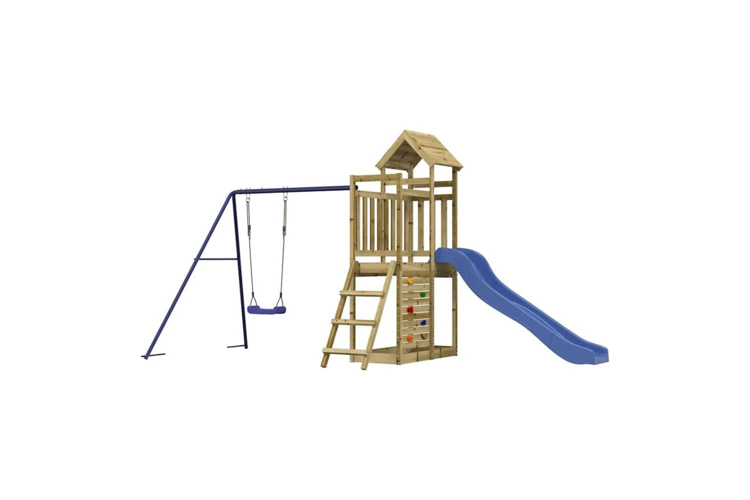 Vidaxl 3155893 Playhouse With Slide Swing Rockwall Impregnated Wood Pine