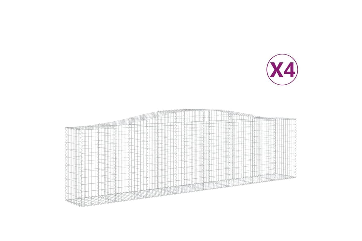 vidaXL 3145958 Arched Gabion Baskets 4 Pcs 400x50x100/120cm Galvanised Iron