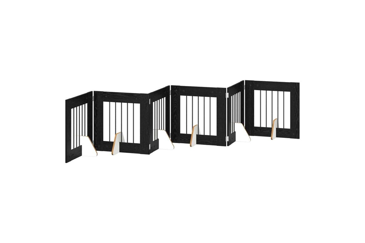 Vidaxl Foldable Dog Gate With Stands 6 Pcs Black Oak 362 Cm
