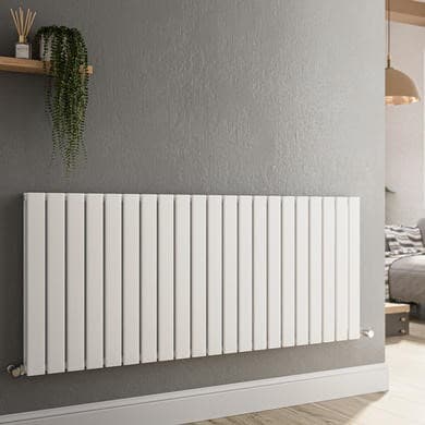 GRADE A2 - Riace White Horizontal Flat Designer Radiator 600x1428mm Double Panel 5398 BTU