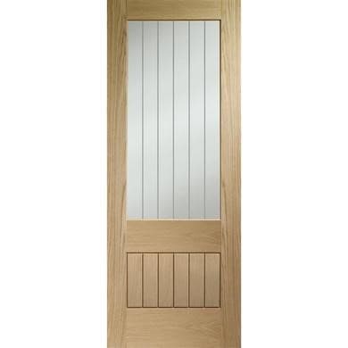Internal Oak Half-Glazed Cottage Door with Clear Etched Glass - Pre-Finished - Suffolk Essential - XL Joinery