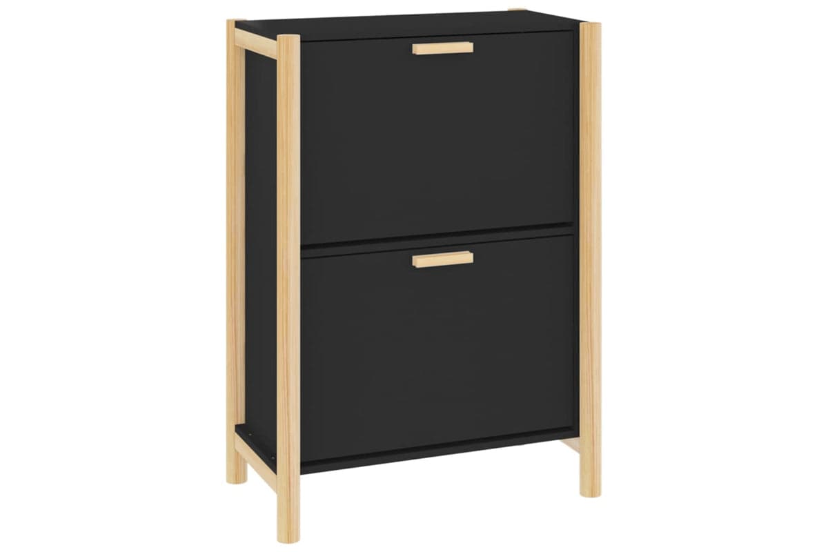 vidaXL 345685 Shoe Cabinet Black 57.5x33x80cm Engineered Wood