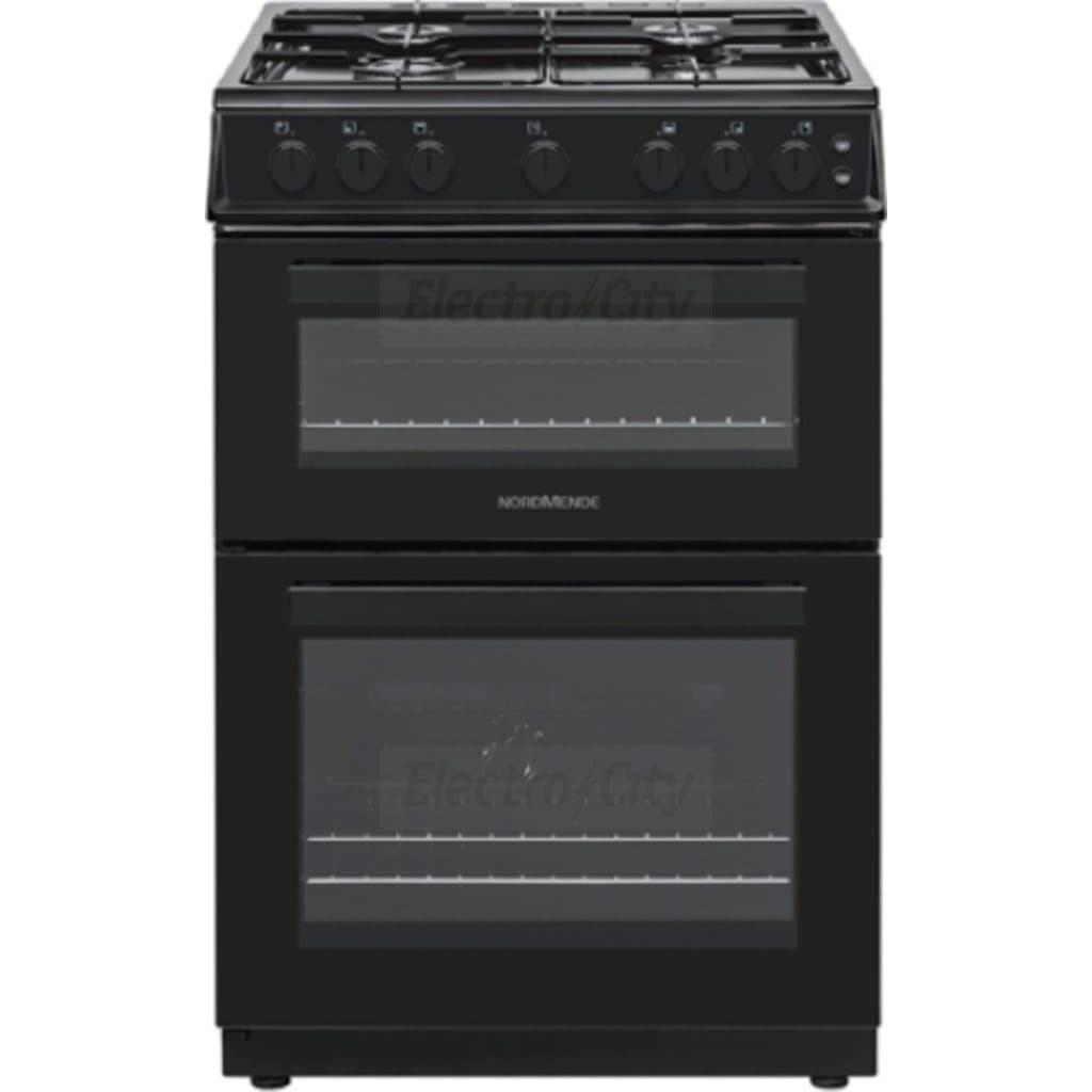 NordMende 60cm Freestanding Twin Cavity Natural Gas Cooker | Black