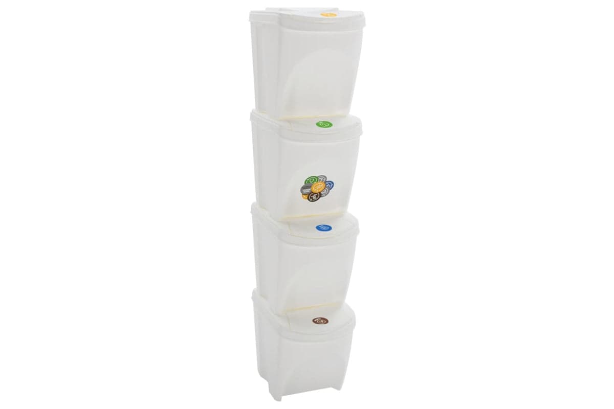 Vidaxl 152201 Stackable Garbage Bin Boxes 4 Pcs White 100 L Polypropylene