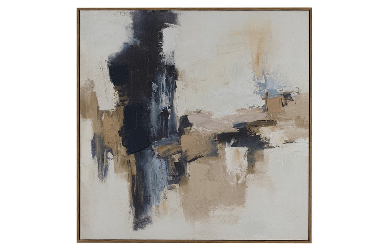 Catalina Framed Print Canvas Wall Art | Black/Natural | 80 x 80 cm