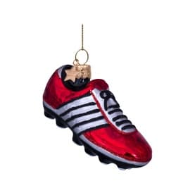 Red Matt Football Shoe Glass Tree Decoration 5cm