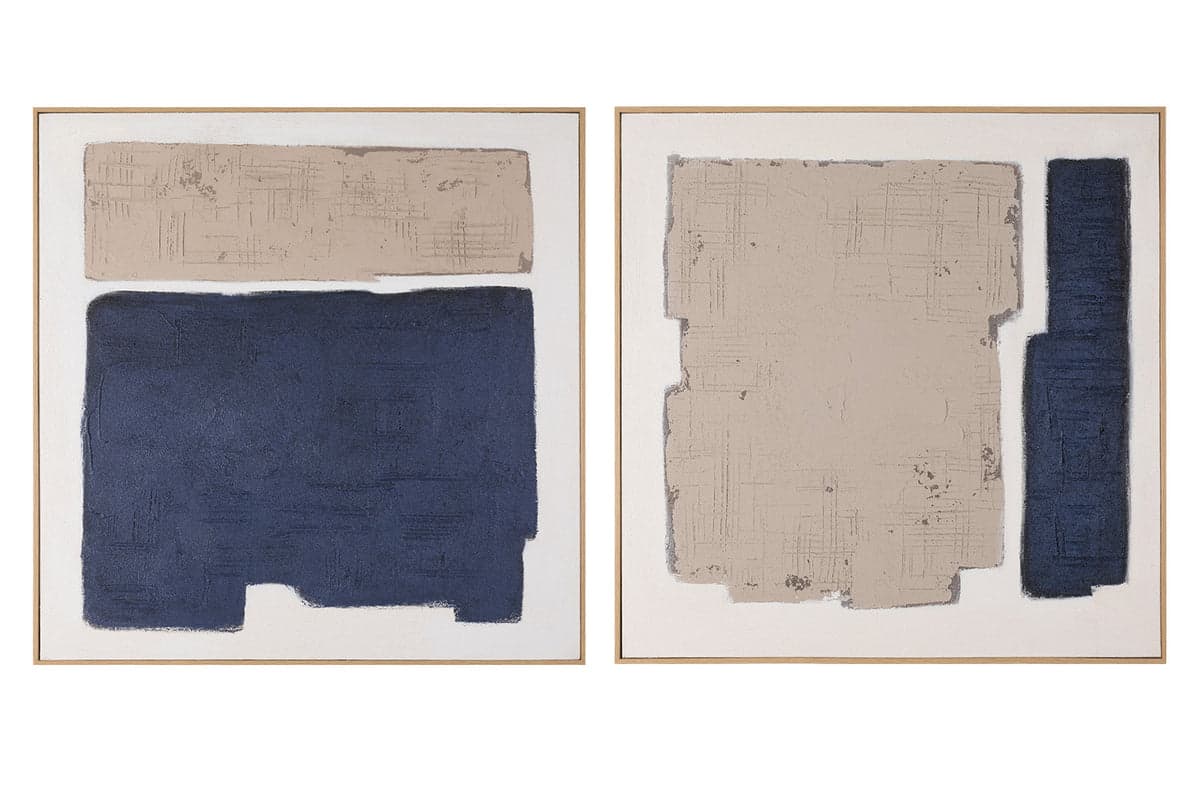 Oswin Framed Canvases Wall Art | Navy/Natural | 80 x 80 cm | Set of 2