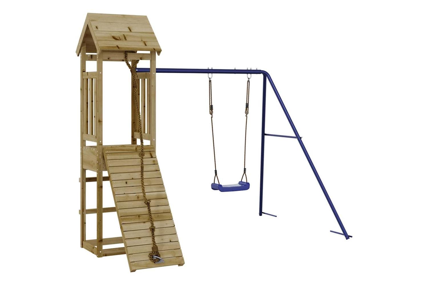 Vidaxl 3155815 Playhouse With Climbing Wall Swing Impregnated Wood Pine
