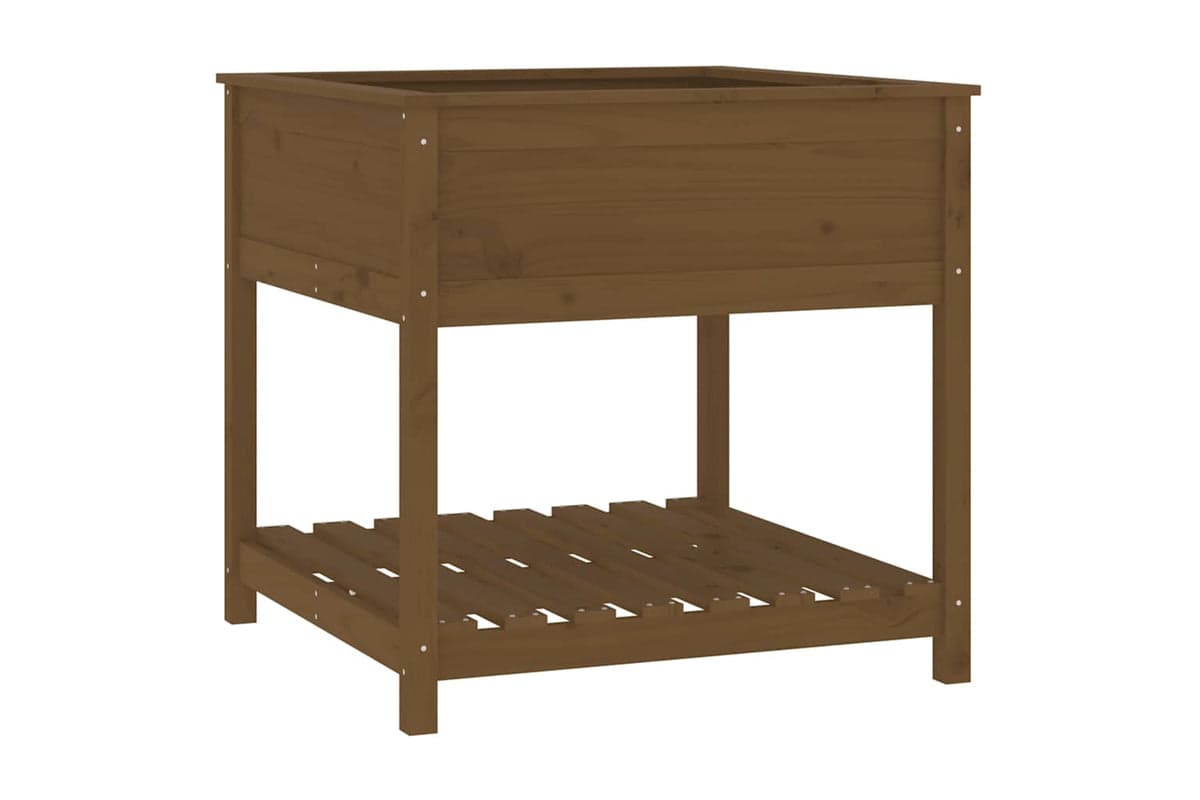 vidaXL 823797 Planter With Shelf Honey Brown 82.5x82.5x81cm Solid Wood Pine