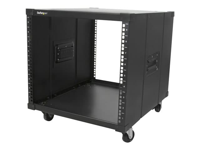 STARTECH.COM - Startech 9U Open Frame Rack with Wheels - 4 Post 23" Deep Portable Open Frame Cabinet for 19" Network, Data & Server Equipment - 220 lbs capacity (RK960CP) - Rack - black - 9U - 23"