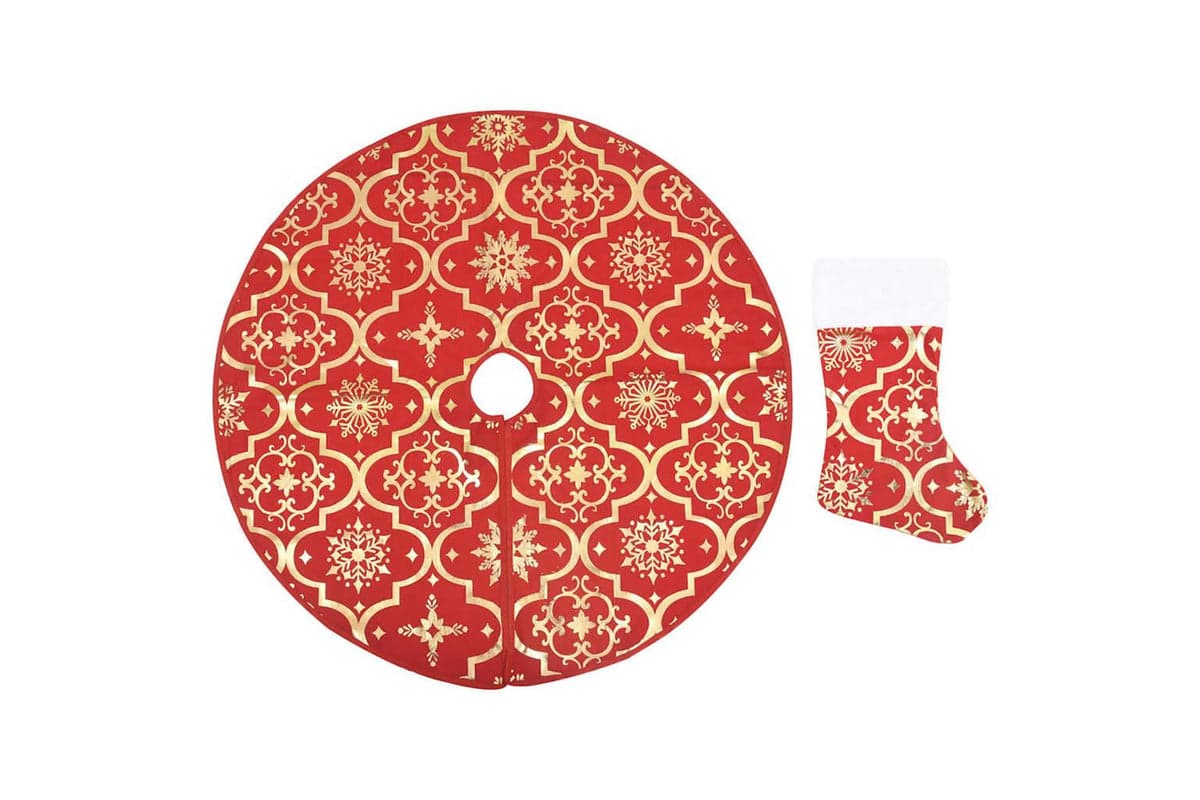 Vidaxl Luxury Christmas Tree Skirt With Sock Red 90 Cm Fabric