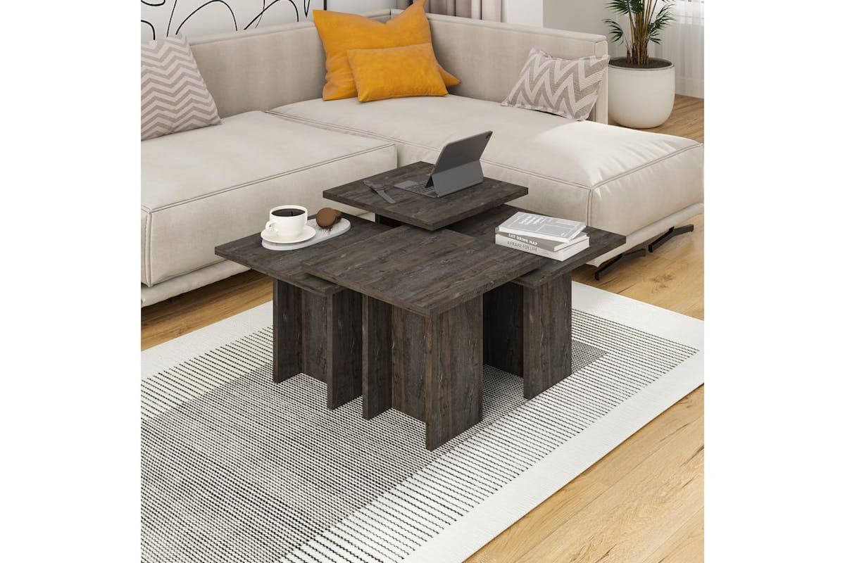 Decortie Grade Modern 4-piece Nesting Coffee Table | Coffee Table | Engineered Wood | 80 X 80 X 45 Cm
