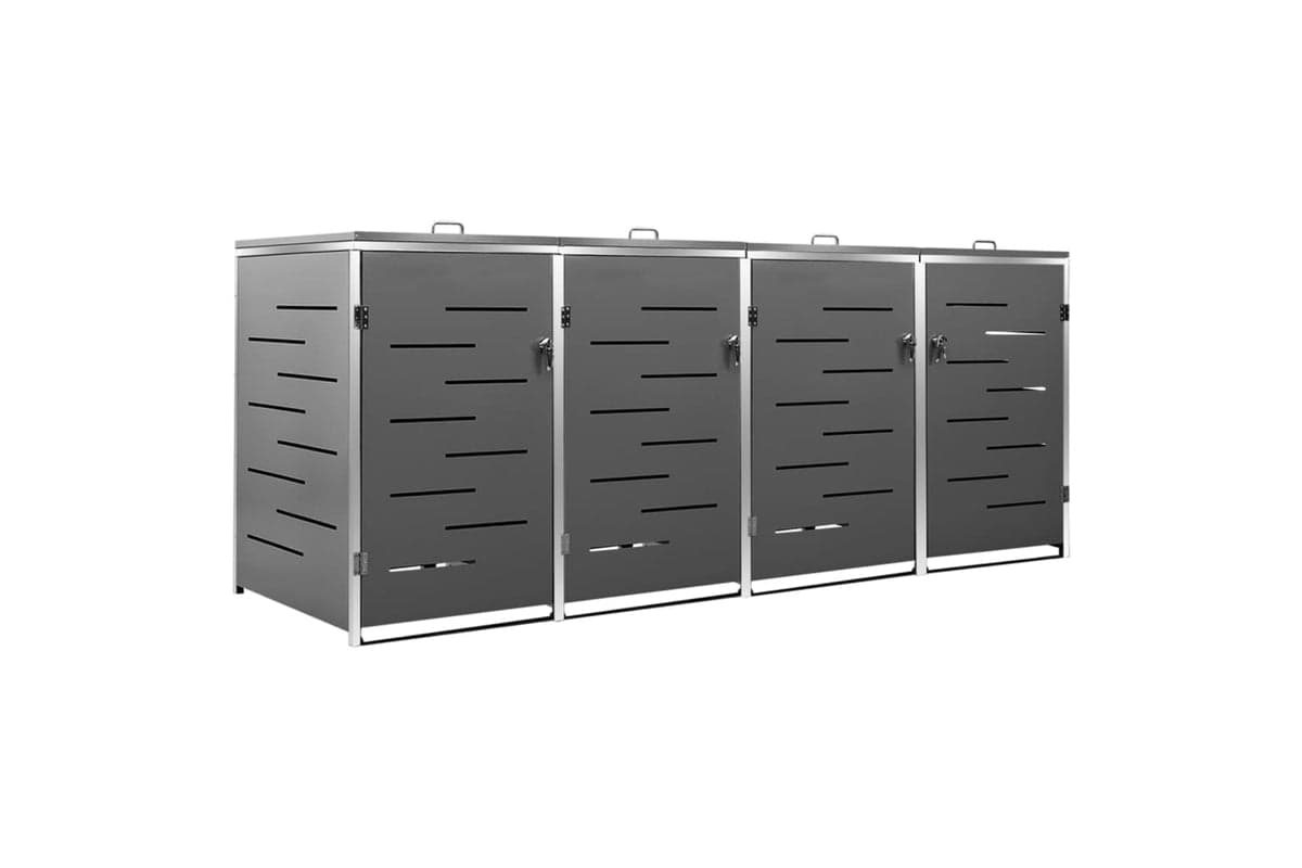 vidaXL Quadruple Wheelie Bin Shed 276.5x77.5x112.5cm Stainless Steel