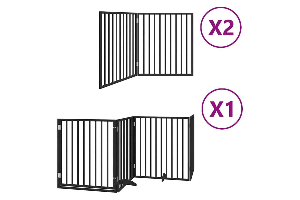 Vidaxl Dog Gate With Door Foldable 8 Panels Black 640 Cm Poplar Wood