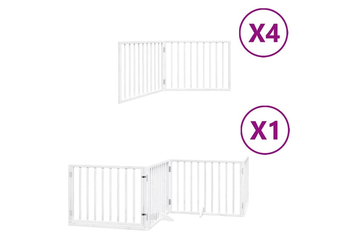 Vidaxl Dog Gate With Door Foldable 12 Panels White 960 Cm Poplar Wood