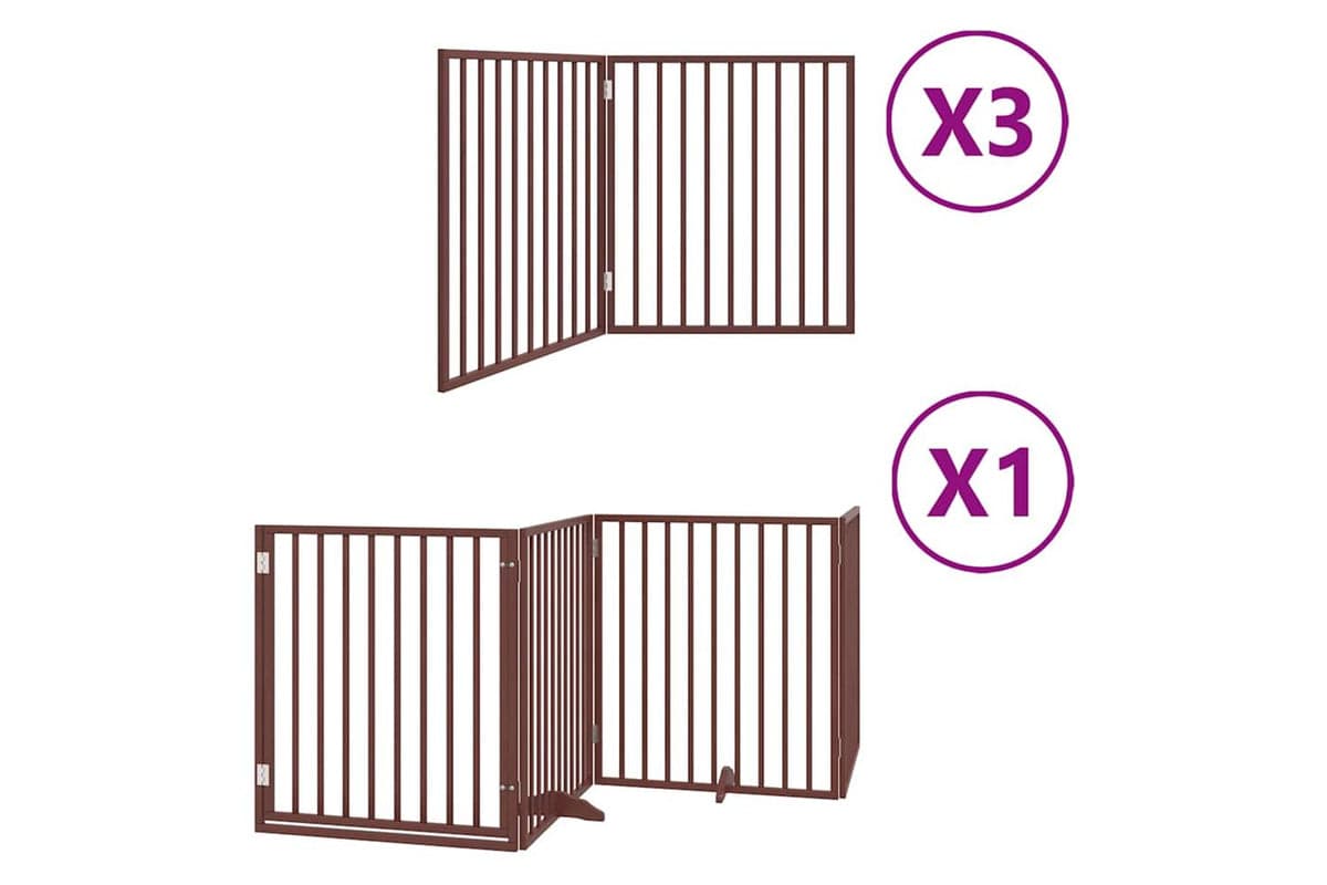 Vidaxl Dog Gate With Door Foldable 10 Panels Brown 800 Cm Poplar Wood