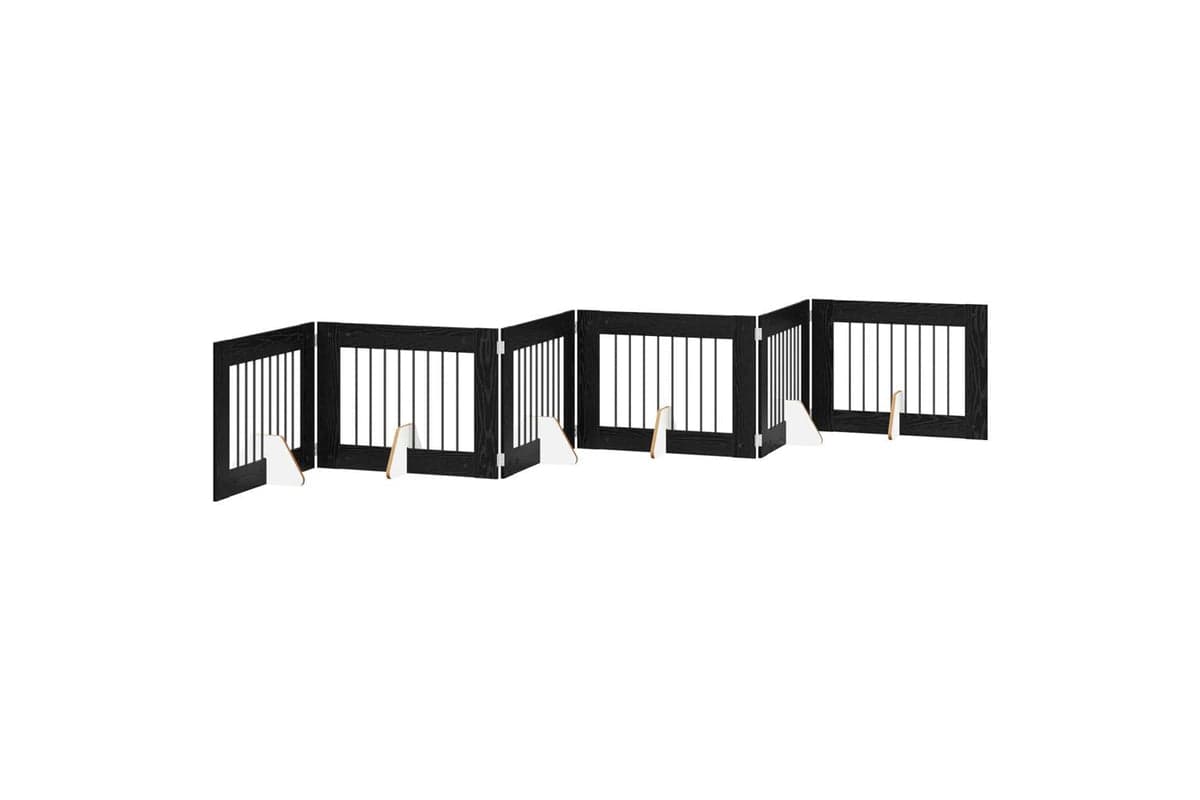 Vidaxl Foldable Dog Gate With Stands 6 Pcs Black Oak 482 Cm