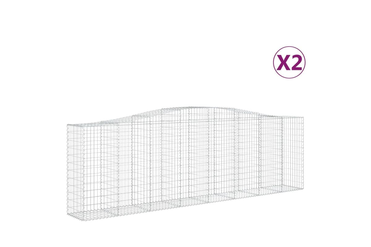 vidaXL 3145969 Arched Gabion Baskets 2 Pcs 400x50x120/140cm Galvanised Iron