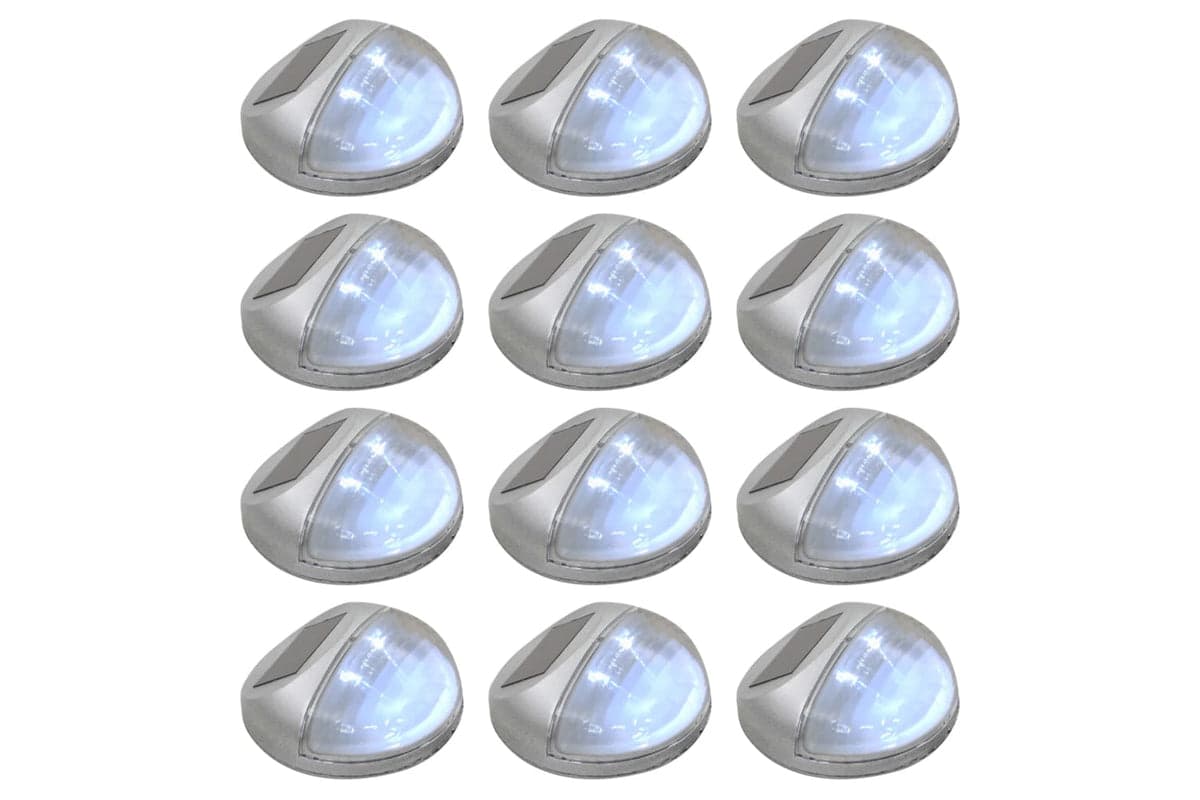 Vidaxl 44473 Outdoor Solar Wall Lamps Led 12 Pcs Round Silver