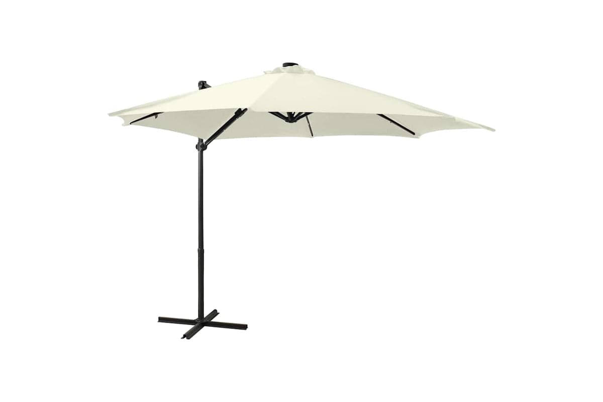Vidaxl 312328 Cantilever Umbrella With Pole And Led Lights Sand 300 Cm