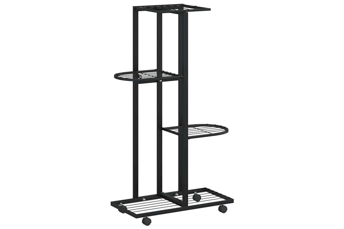 vidaXL 343115 4-floor Flower Stand With Wheels 44x23x80cm Black Iron