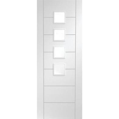 Internal White Primed Glazed 4-Light Door with Frosted Glass - 1981 x 686 x 35mm - Palermo - XL Joinery