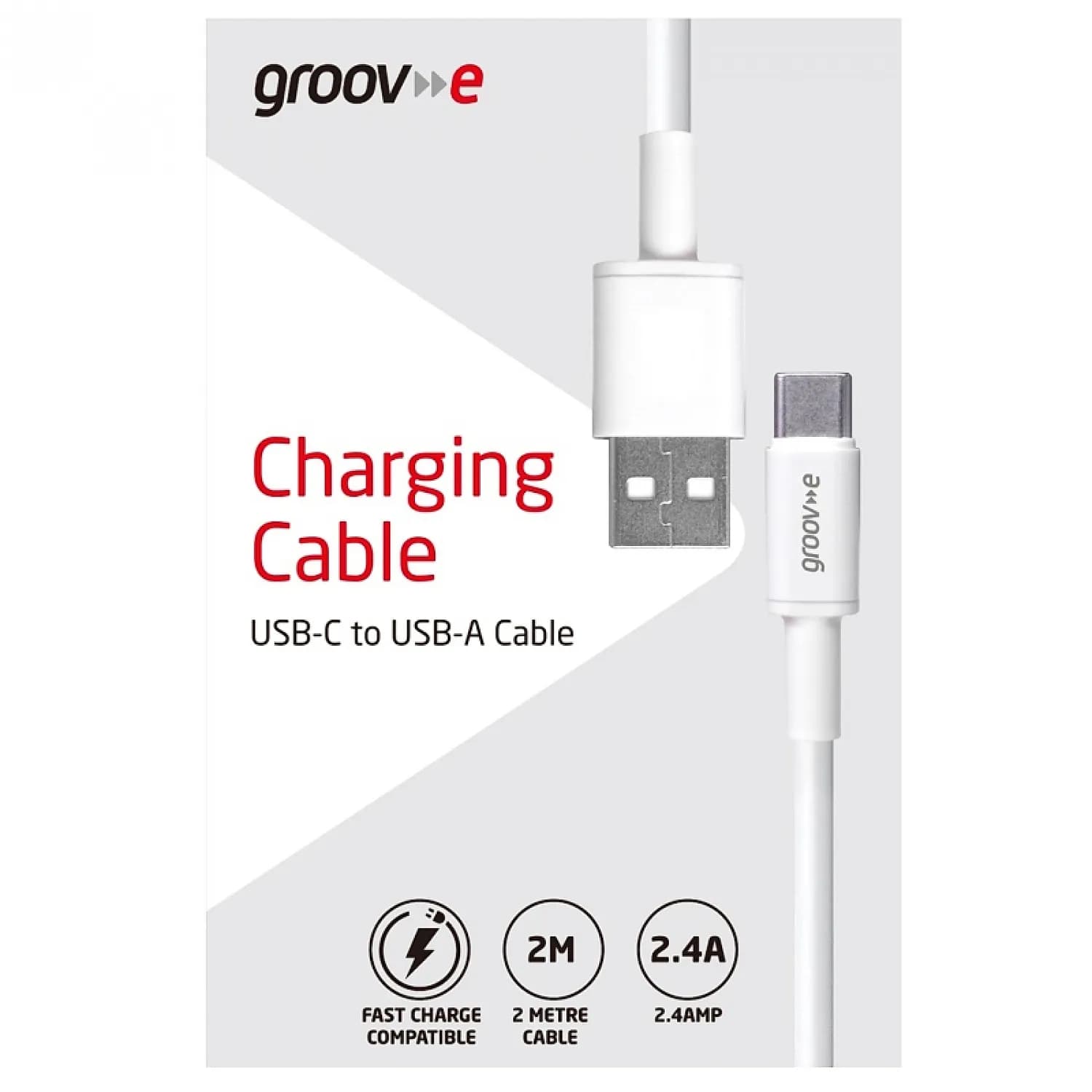 Groove USB-C To USB-A Charging Cable 2M - White | GVMA003WE