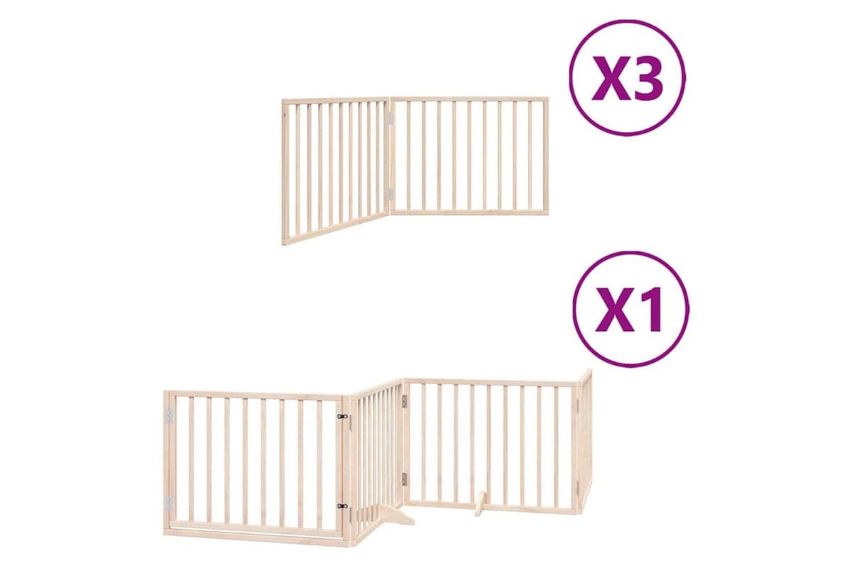 Vidaxl Dog Gate With Door Foldable 10 Panels 800 Cm Poplar Wood