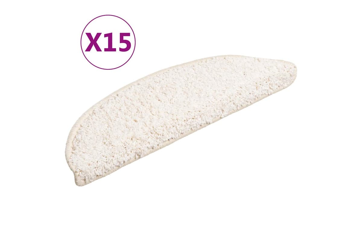 vidaXL 133898 Carpet Stair Treads 15 Pcs White 56x17x3cm
