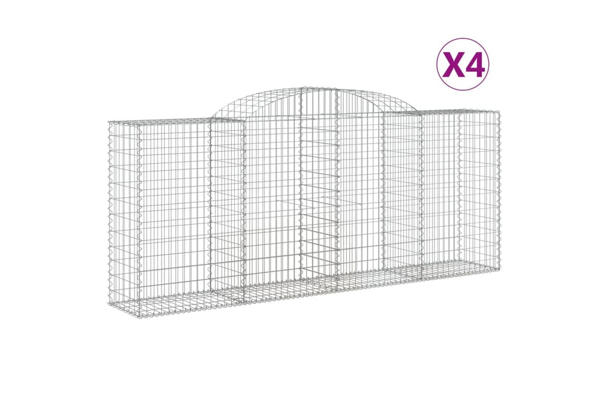vidaXL 3146721 Arched Gabion Baskets 4 Pcs 300x50x120/140cm Galvanised Iron