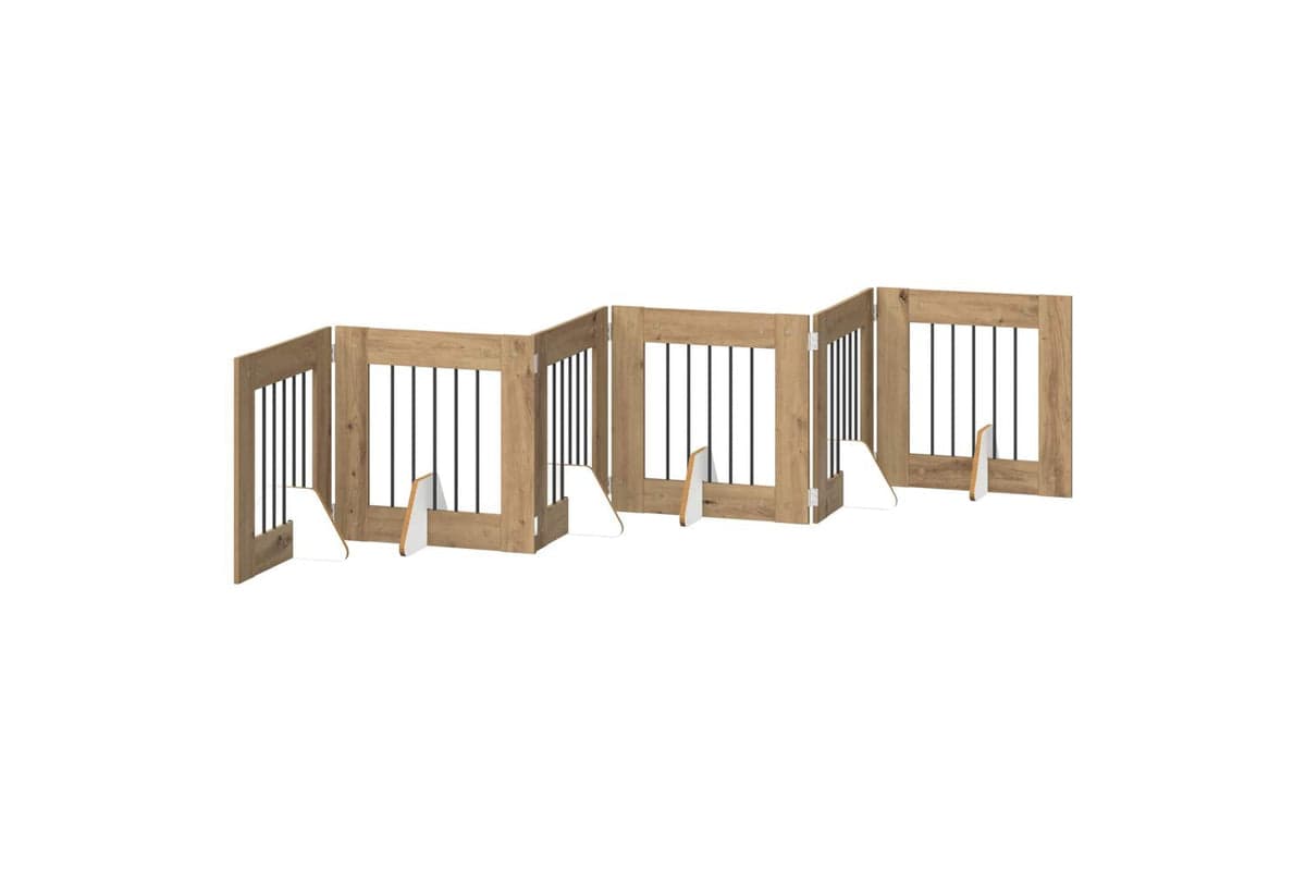 Vidaxl Foldable Dog Gate With Stands 6 Pcs Artisan Oak 362 Cm