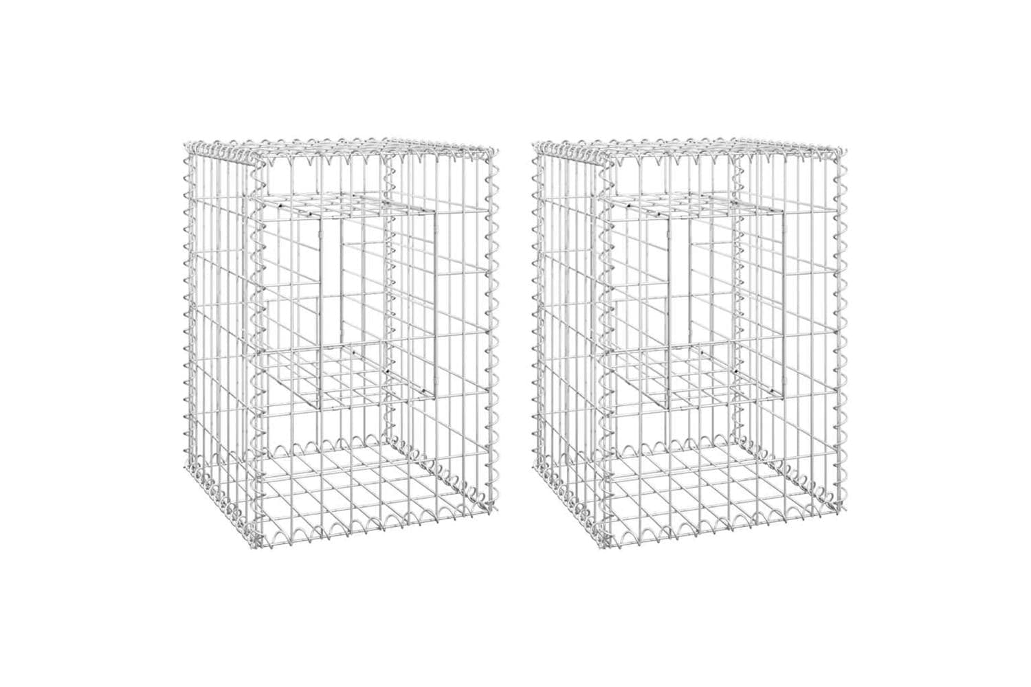 vidaXL 151259 Gabion Basket Posts 2 Pcs 40x40x60cm Iron