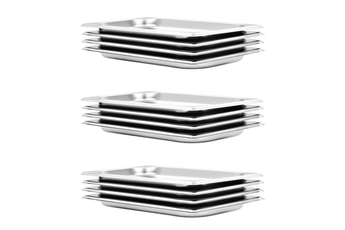 vidaXL 50892 Gastronorm Containers 12 Pcs Gn 1/3 20mm Stainless Steel