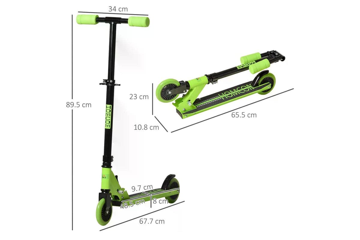 Homcom 371-036GN Childrens Foldable Kick Scooter | Green