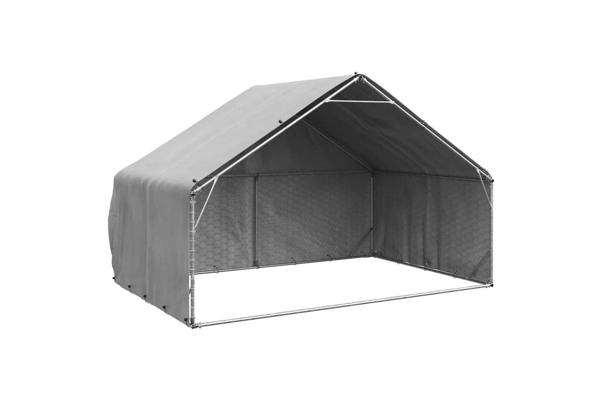 Outdoor Dog Kennel With Cover 3x2x19 M Galvanised Steel