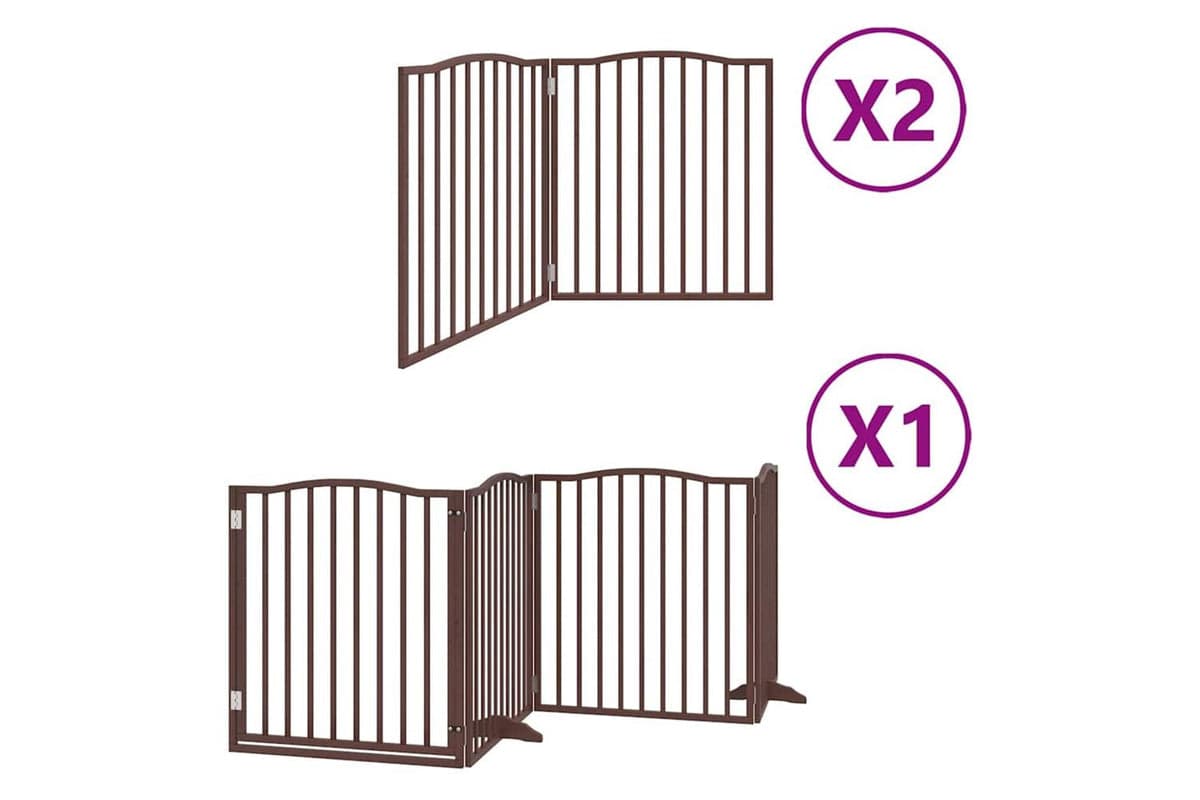 Vidaxl Dog Gate With Door Foldable 8 Panels Brown 640 Cm Poplar Wood